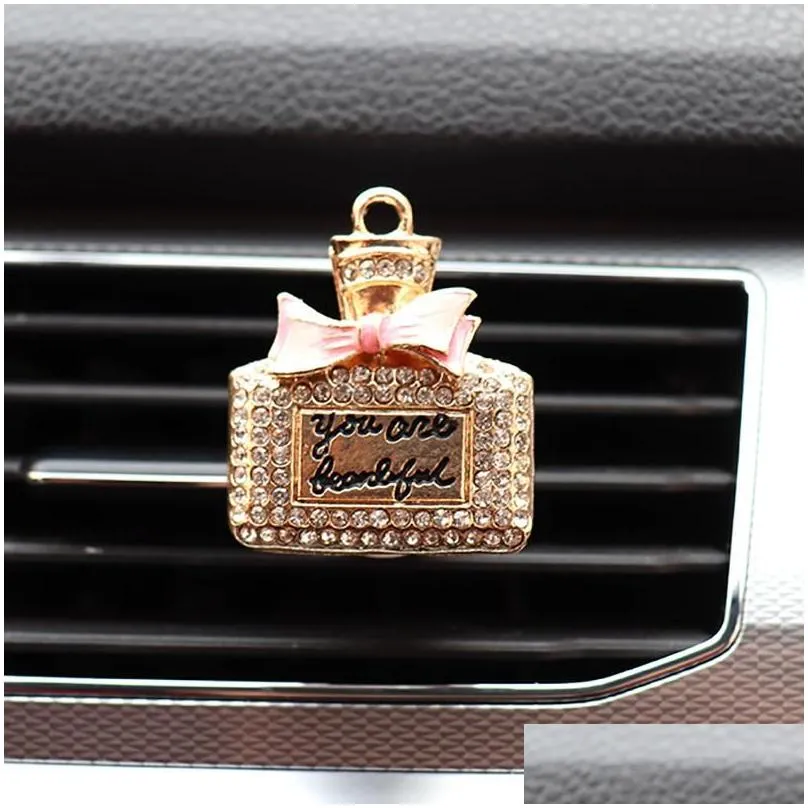 interior decorations bling perfume bottle car air vent clip freshener in auto decor aroma diffuser ornament accessory girls gift