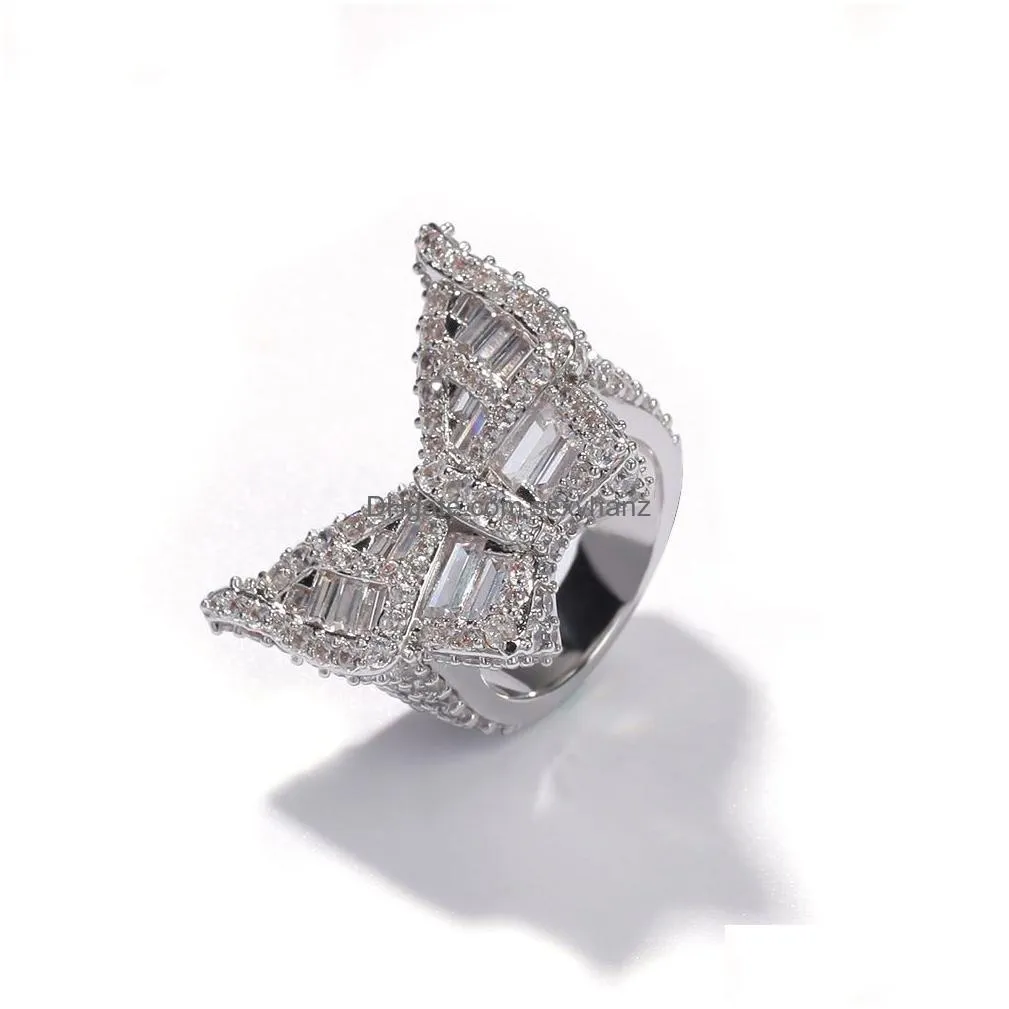 butterfly cz diamond rings micro paved full bling iced out cubic zircon fashion mens hiphop jewelry gift