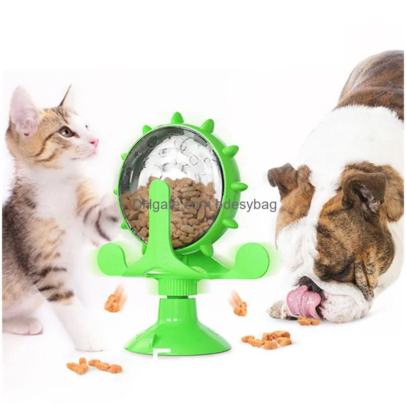 turntable interactive pets slow feeder cat puppy windmill educational feeding toys