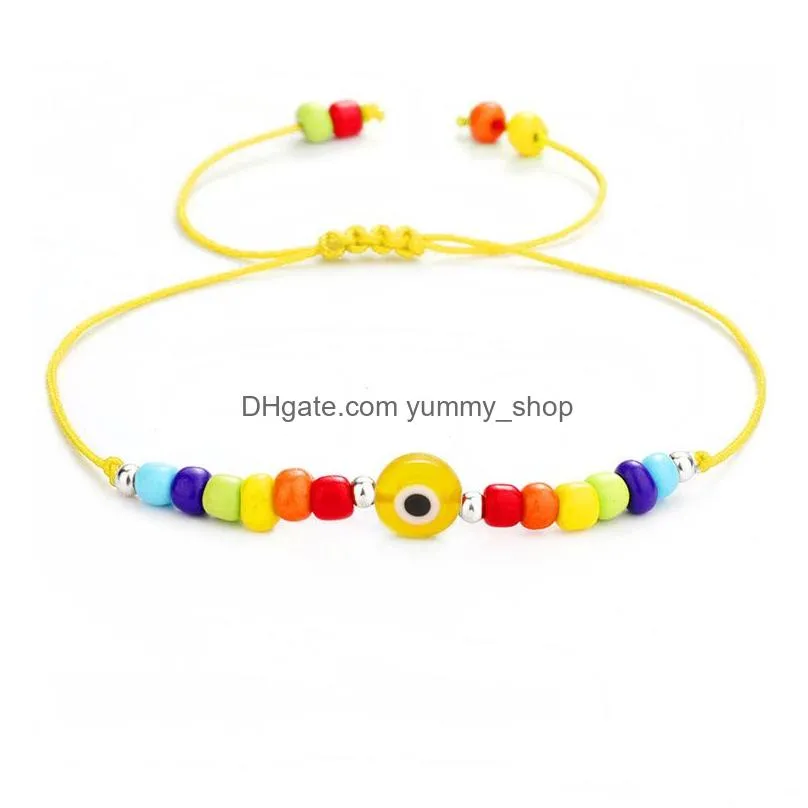 handmade rainbow chain mini beads charm bracelets red thread evil blue eyes rope bracelet for women girls fashion friendship gifts