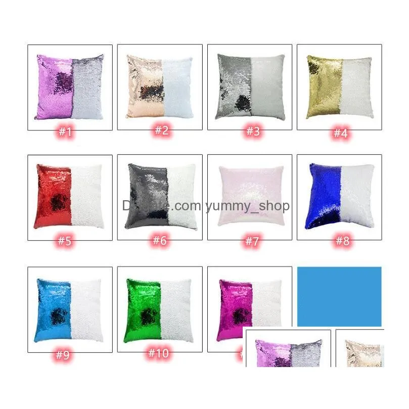 11 color sequin mermaid cushion cover pillow magical glitter throw pillowcase home decorative car sofa pillowcases 40x40cm