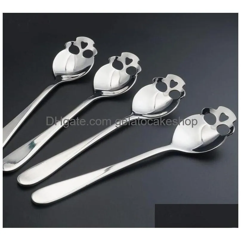 creative stainless steel skull shape spoons creatives milk coffee spoon ice cream candy tea spoon accessories