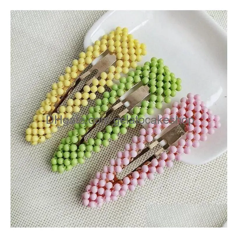 fashion girls pearl hairs clips cute colorful hairpins classic kids beaded barrettes party princess hair accessory