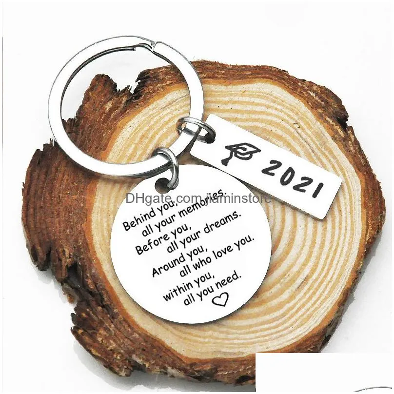 2021 30mm creative key ring graduation season gift doctor hat pendant keychain behind you all your memories jewelry accessories