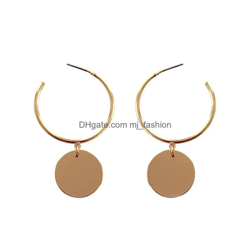 newest round gold color earrings vintage matte hoop earring for women metal fashion statement dangle ear jewellry 2021 trend jewelry