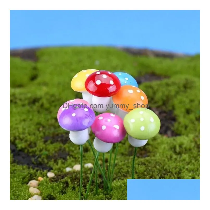 7 colors 2cm 3cm fairy foam mushroom colorful garden miniature decorations artificial plants garden gnome cute mushroonm