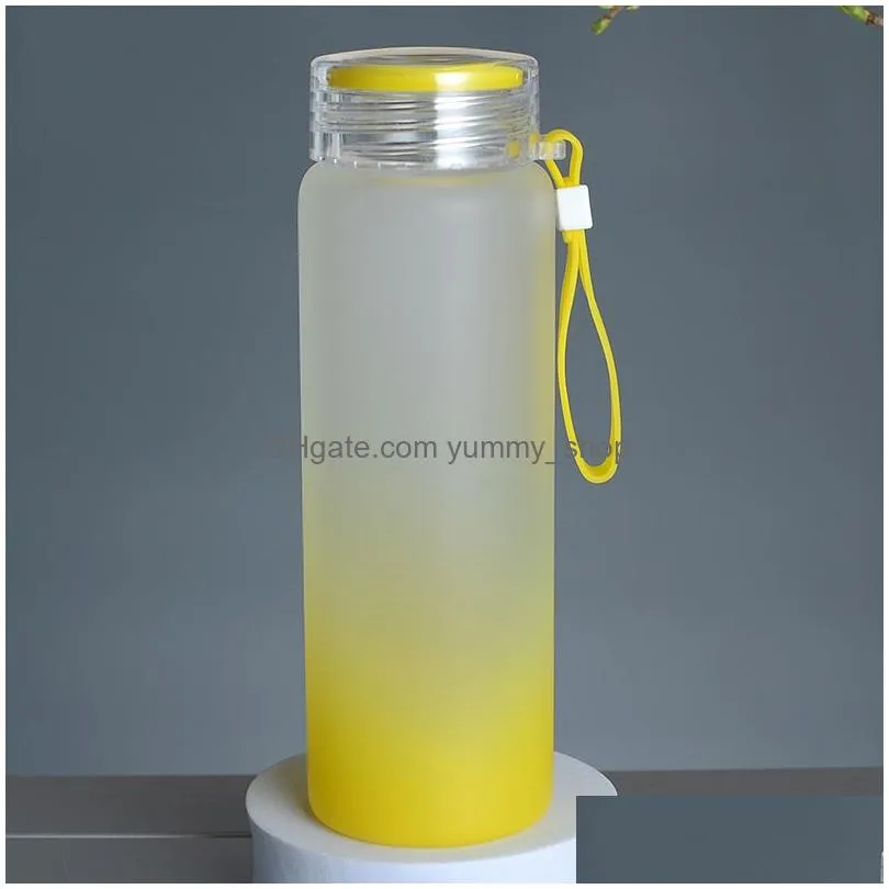 sublimation tumblers water bottle 500ml frosted glass water bottles gradient blank tumbler