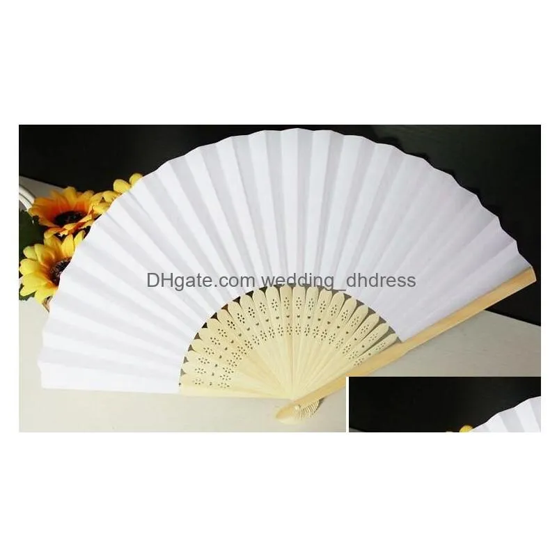 dhs in stock 2016 selling white bridal fans hollow bamboo handle wedding accessories fans parasols 