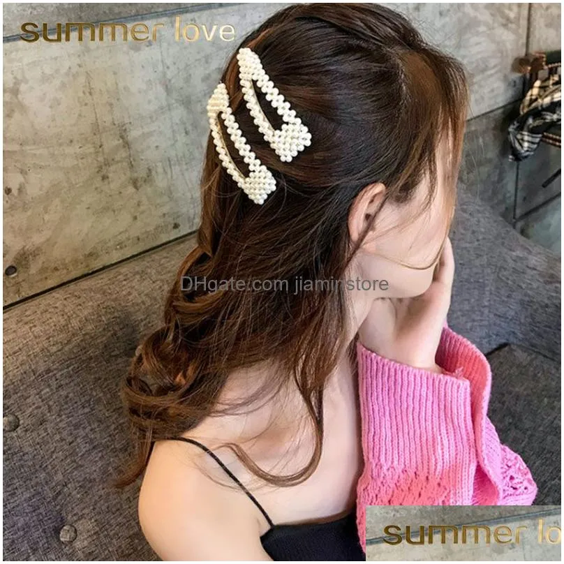 2019 new arrival pearl hair clip ponytail for women fashion barrette beautiful hairpins accessories korean hair clip crystal elegant