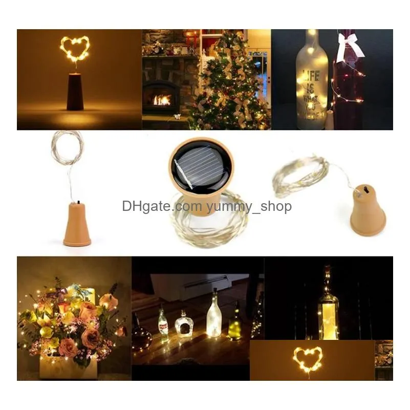 10 led solar wine bottle stopper copper fairy strip wire outdoor party decoration novelty night lamp diy cork light string