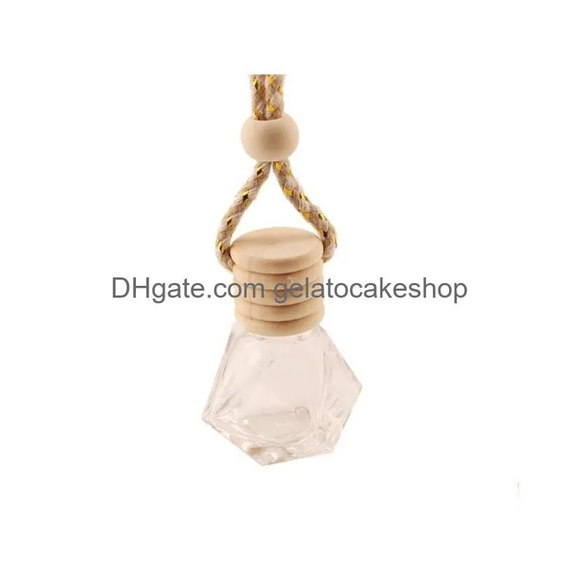 essential oils diffusers car pendant perfume bottle glass empty bottles wooden lid air freshener