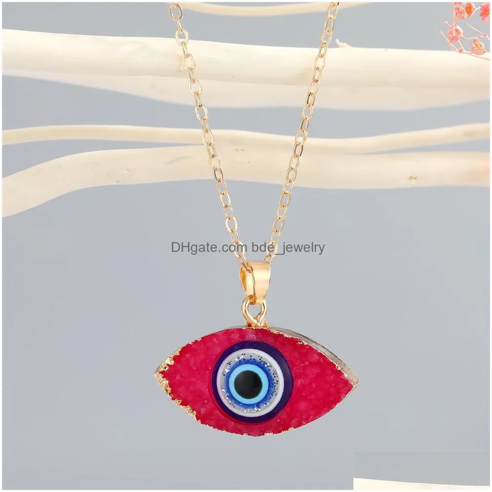 fashion color turkish devil eye pendant necklaces for women simple resin eyes charm jewelry on the neck ojo turco collier chain necklace