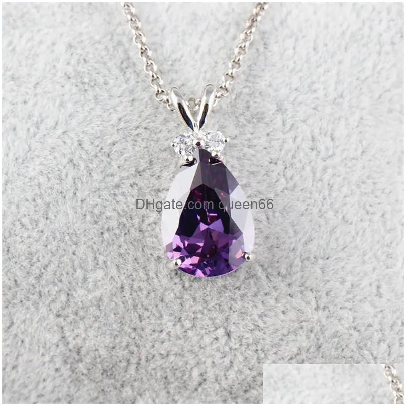 arrival cute rabbit cubic zirconia pendant necklace for women crystal teardrop silver chain necklace fashion wedding jewelry
