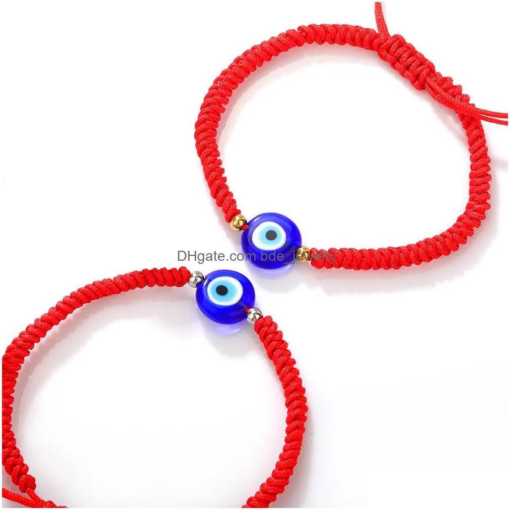 2021 handmade evil blue eye charm braided chain rope bracelet red thread for hand bracelets kabbalah red string amulet nazar family couple friend