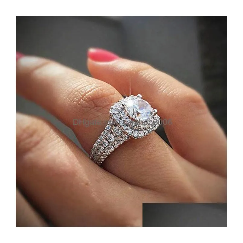  womens wedding rings fashion silver jewelry simulated diamond engagement gemstone ring