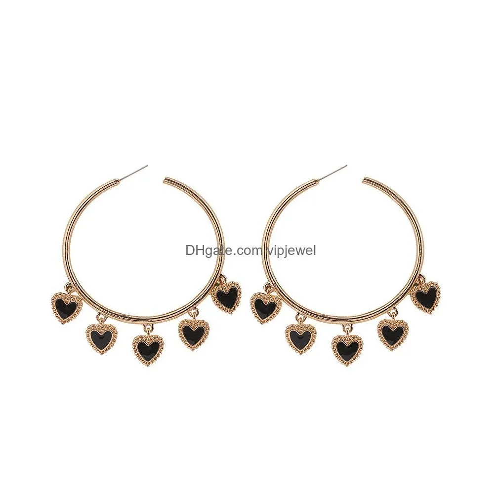 arrivals fashion large circle earrings enamel heart tassel earrings for women hoop earrings party jewelry wholesale