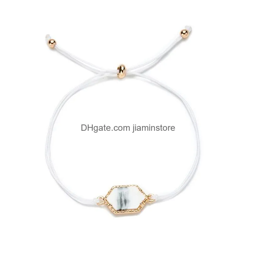 handmade crystal quartz druzy bracelets natural resin stone gold sparkling wax rope bracelets bangles for women summer jewelry gifts
