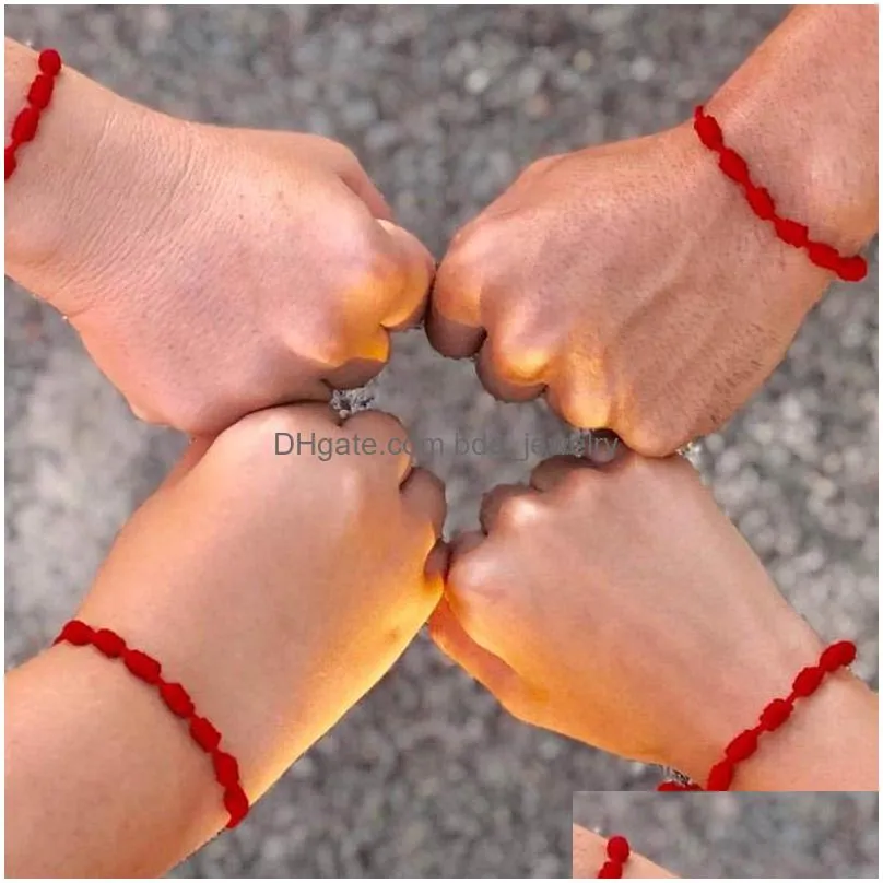 10pcs 7 knots red string link bracelet handmade protection eye good luck amulet for success prosperity couples friendship bracelets boy girls favorite