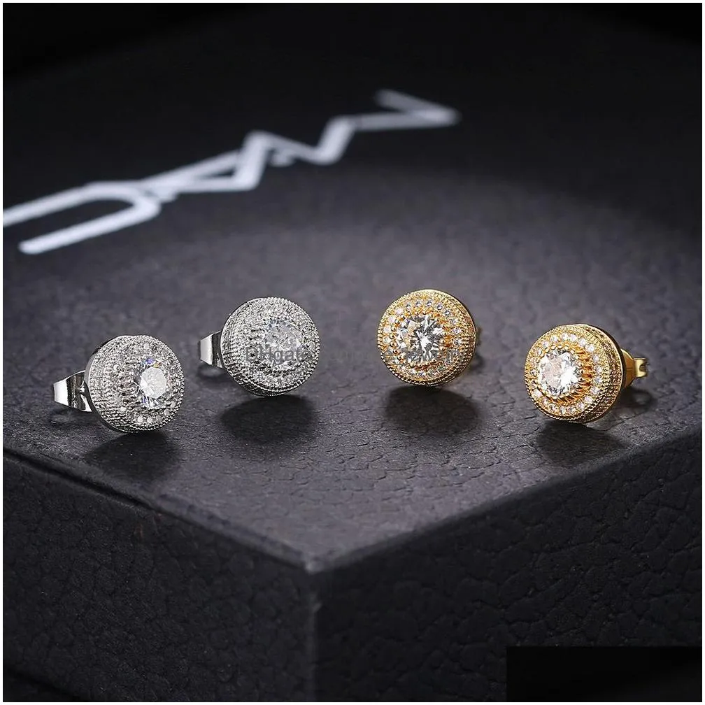 mens hip hop stud earrings jewelry fashion gold silver simulated cz a variety of styles diamond earring