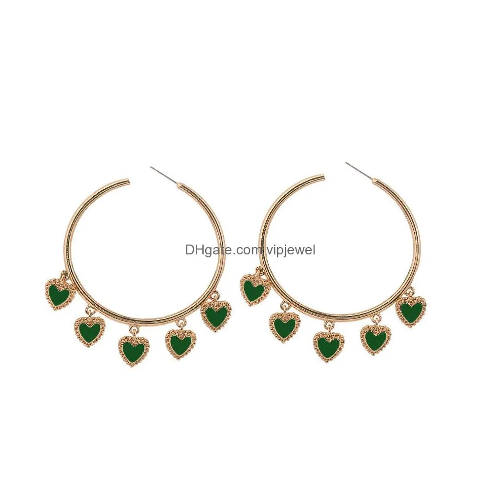 arrivals fashion large circle earrings enamel heart tassel earrings for women hoop earrings party jewelry wholesale