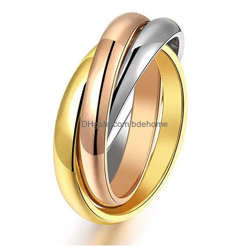 high quality 316l stainless steel interlocked rolling wedding rings for women men rose gold silver gold engagement rings fashion