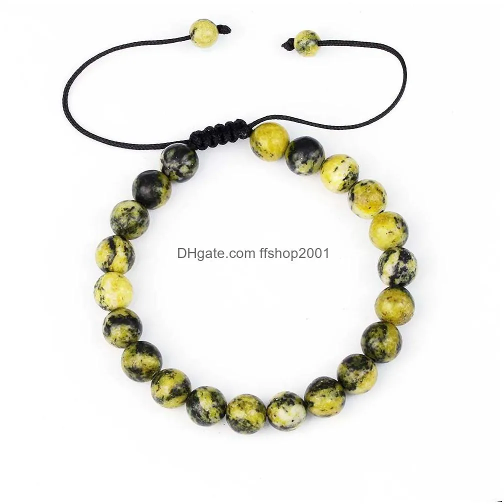 arrival 8mm nature stone beads beads bracelet for women adjustable size crystal agate braided bracelet fashion jewelry gift