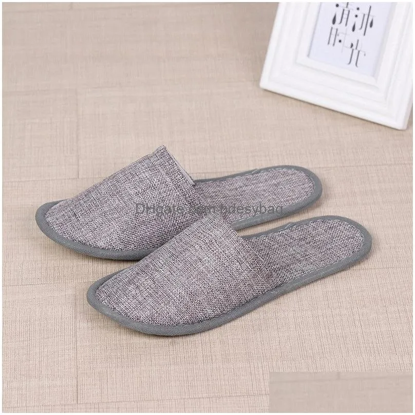 linen cotton slippers hotel spa home antislip guest disposable slippers comfortable breathable men women onetime slipper
