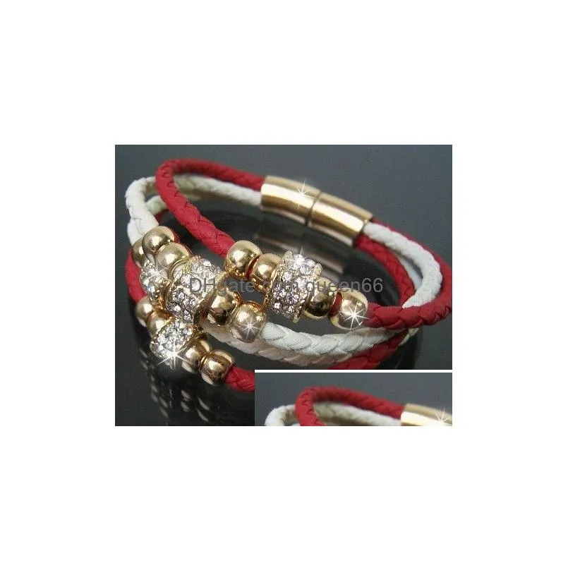 fashion colorful bracelets for women handmade leather multilayer bracelet diy crystal beads bracelet charm couple jewelry