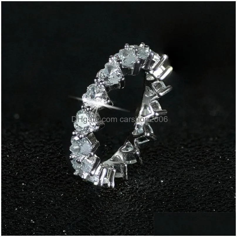 vintage fashion jewelry princess cz wedding diamond eternity women iced out engagement ring gift