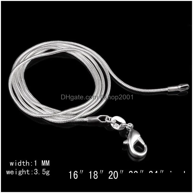 big promotions 1mm smooth snake chain necklace for women men lobster clasps silver gold chain jewelry size 16inch 24inch