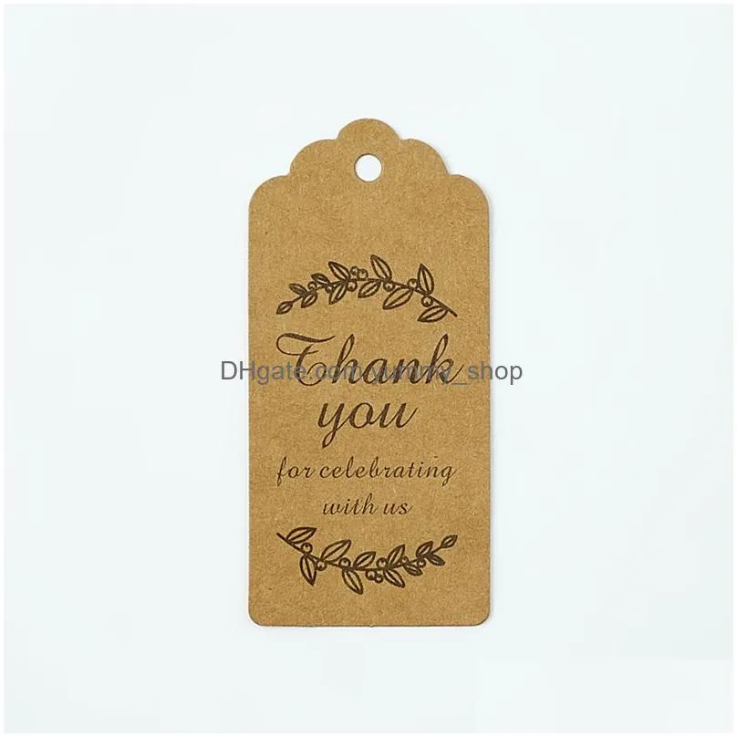 100 pcs /lot thank you kraft paper cards pretty design printing fower necklace earring hairpin brooch handmade jewelry packaging