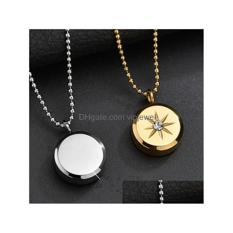 fashion gold silver stainless steel necklace for women and men sun star crystal pendant necklace charm couple jewelry