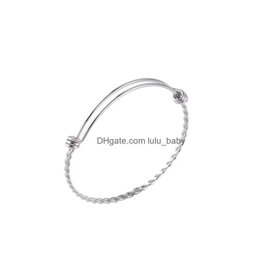 high quality alex stainless steel twist expandable bracelet bangles 5565mm adjustable size silver gold wire bangle for diy jewelry making wholesale