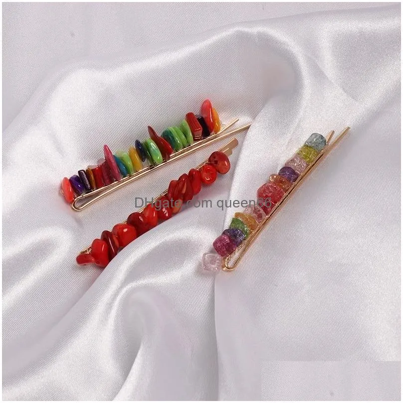 fashion handmade irregular resin hair clips for women colorful fake stone hairpin girls party barrette hair jewelry