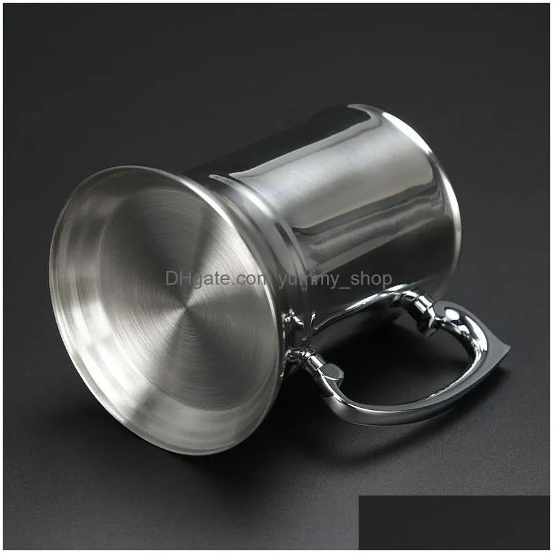 16oz 20oz tankard double wall stainless steel beer mug cocktail breakfast milk mugs with thickened handgrip coffee cup bar tools