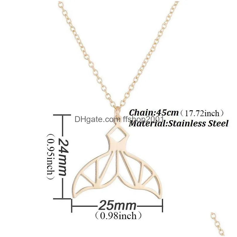 high quality stainless steel mermaid tail pendant charm necklace earring set for women trendy gold chain necklace earring jewelry gift