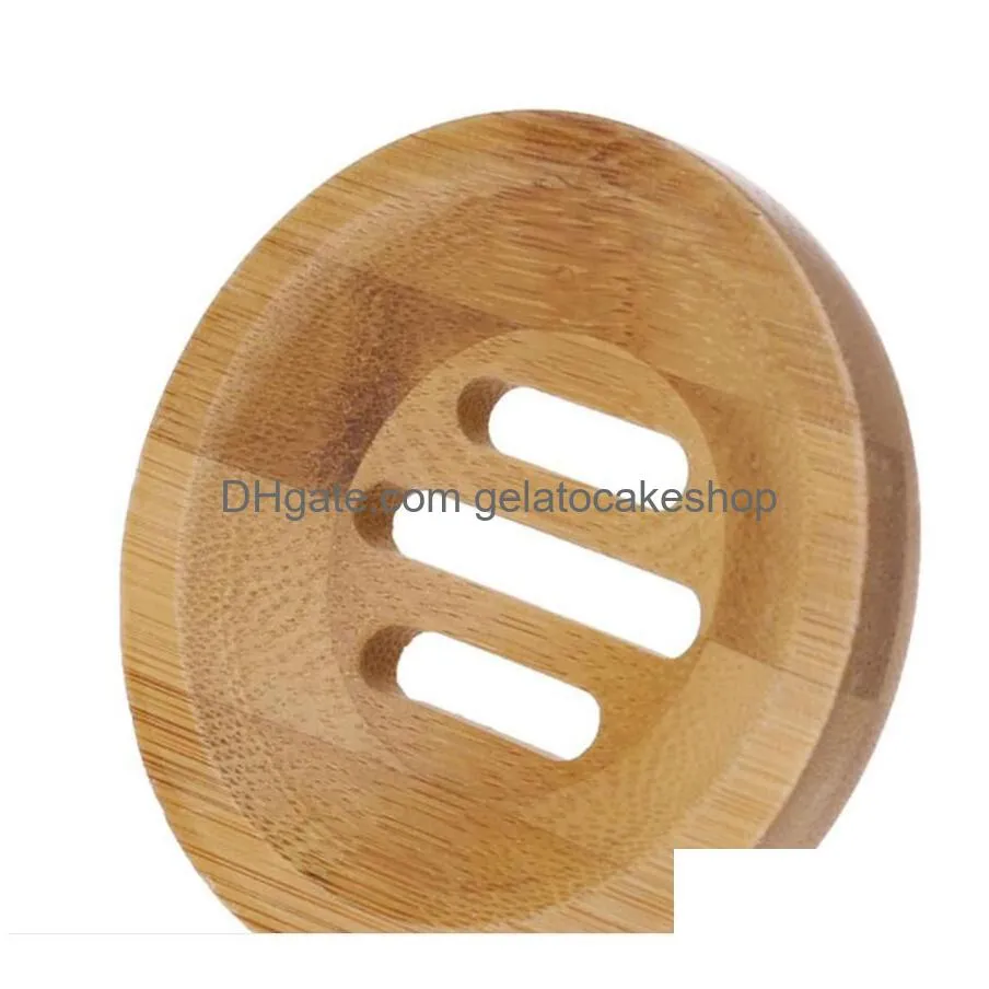 trays round mini soapss dish creative environmental protection natural bamboo soaps holdering drying soap holder bathroom accessories