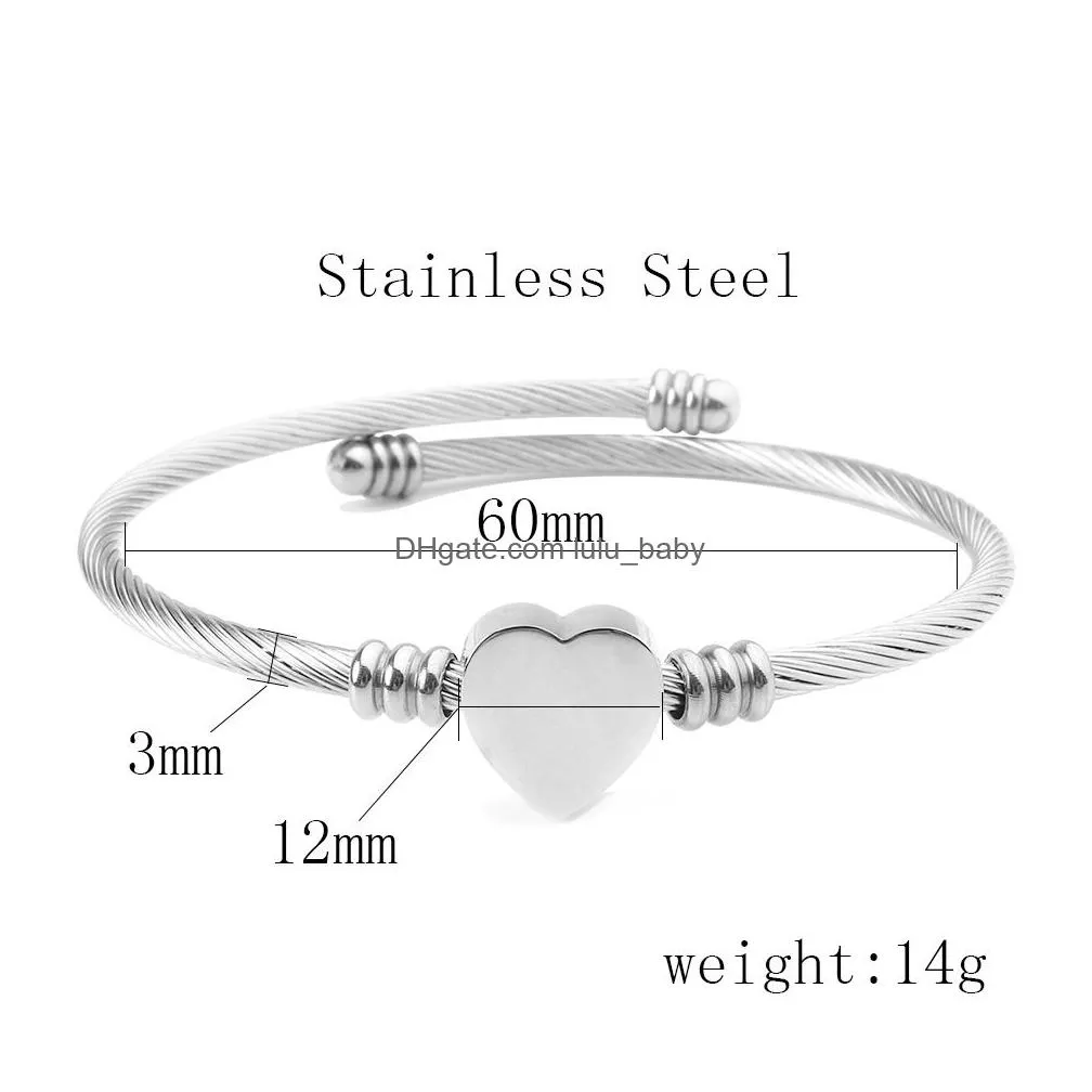 mini style jewelry heart bracelet for women girls stainless steel cuff bangle friendship bracelets adjustable silver rose gold cuffs gifts ladies