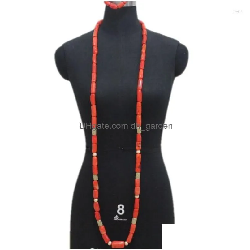 necklace earrings set 4ujewelry african coral beads for men 60 inches 1214mm nigerian wedding jewellery groom