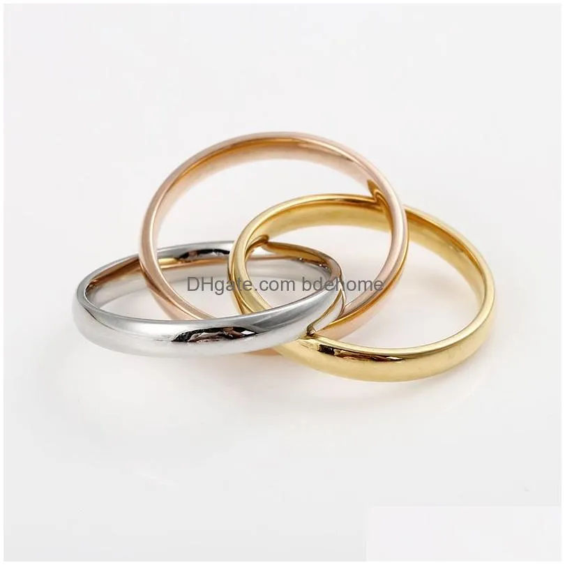 high quality 316l stainless steel interlocked rolling wedding rings for women men rose gold silver gold engagement rings fashion