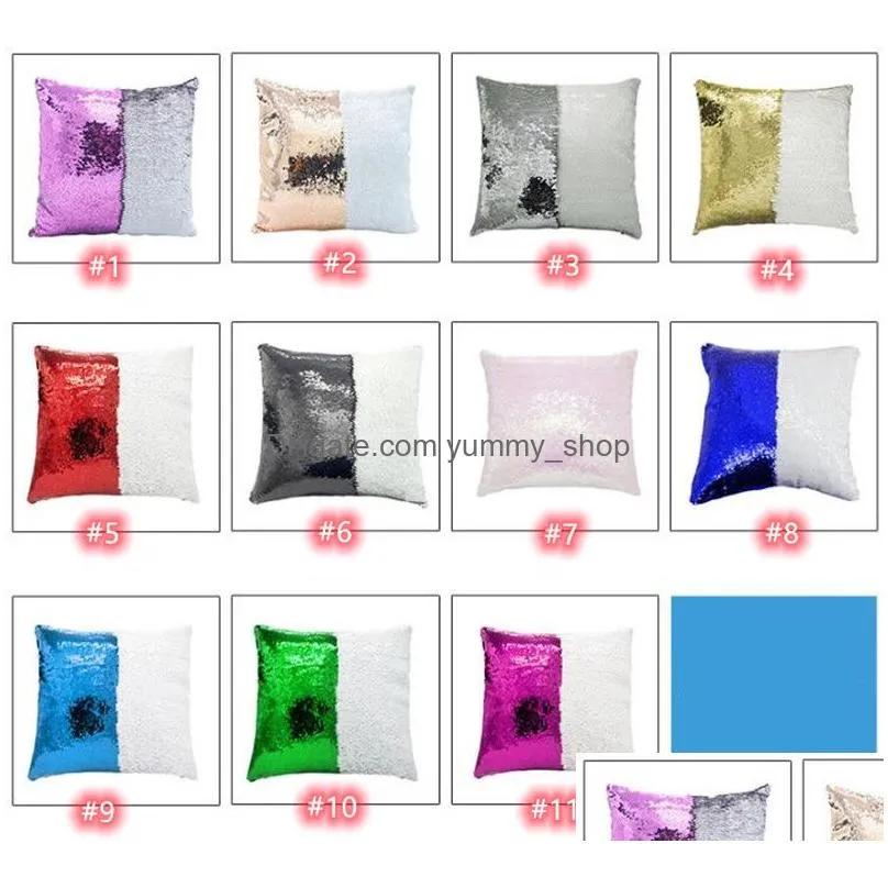 11 colors sublimation mermaid pillowcover sequin cushion throw pillow case decorative pillowcase that change color gifts for girls