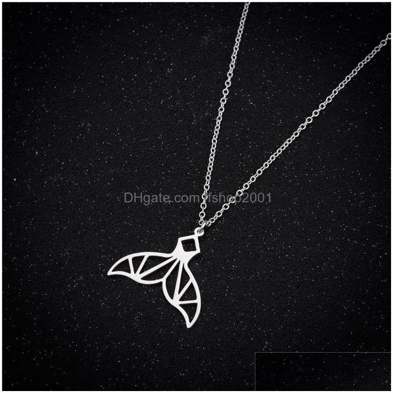 high quality stainless steel mermaid tail pendant charm necklace earring set for women trendy gold chain necklace earring jewelry gift