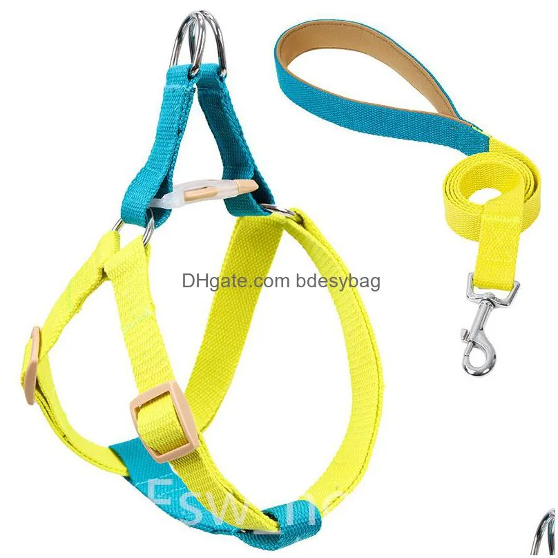 rainbow pet chest harness set no pull adjustable soft harness and leashes for puppy small medium