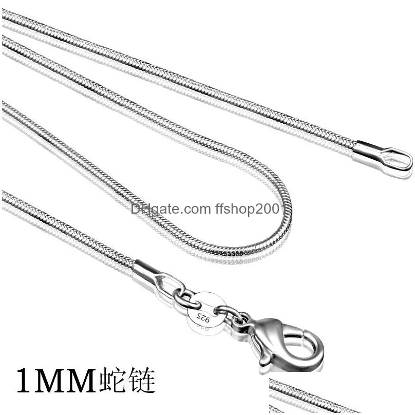 big promotions 1mm smooth snake chain necklace for women men lobster clasps silver gold chain jewelry size 16inch 24inch