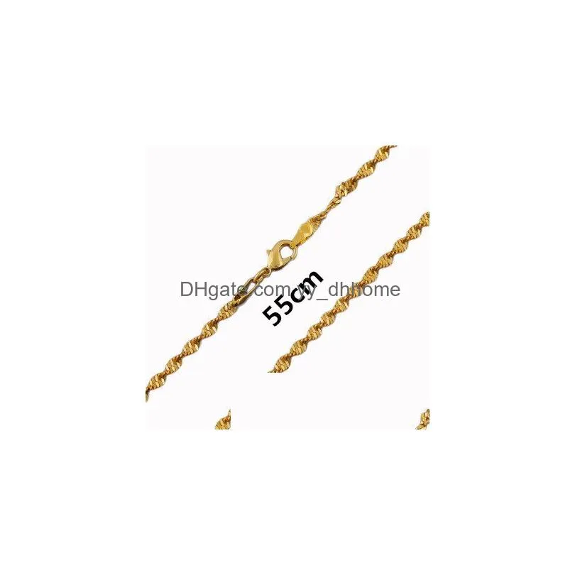 fashion plated 18k real gold necklace women and men wave shaped chain necklace charm twisted clavicle chain jewelry