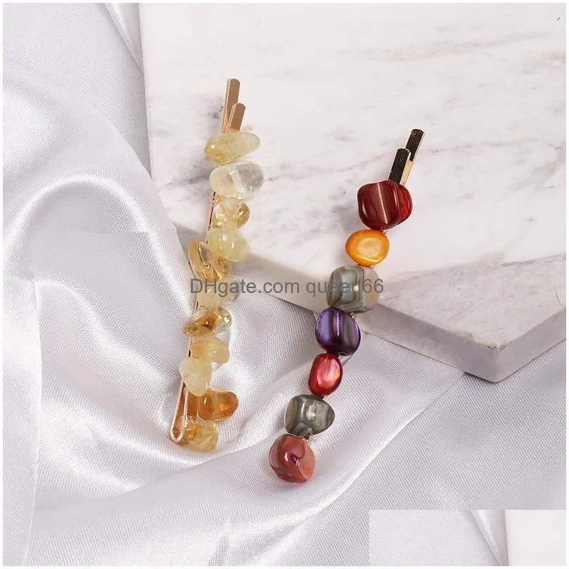 fashion handmade irregular resin hair clips for women colorful fake stone hairpin girls party barrette hair jewelry