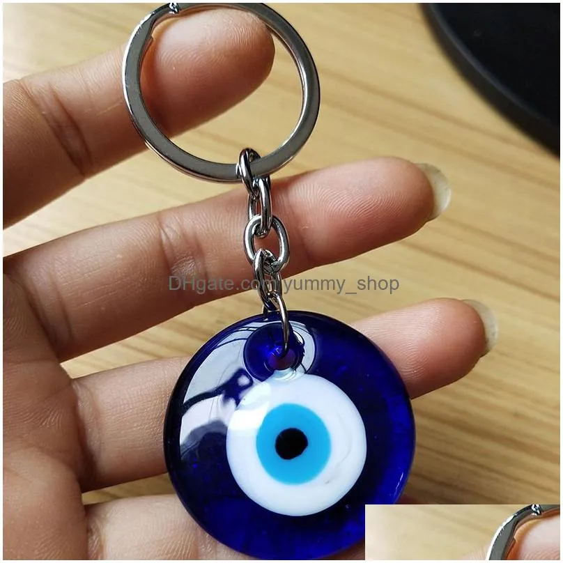 3 style fashion evil blue eye glass keychain key rings for women men car accessaries good luck lucky charm protection amulet diy keys chains ring friendship