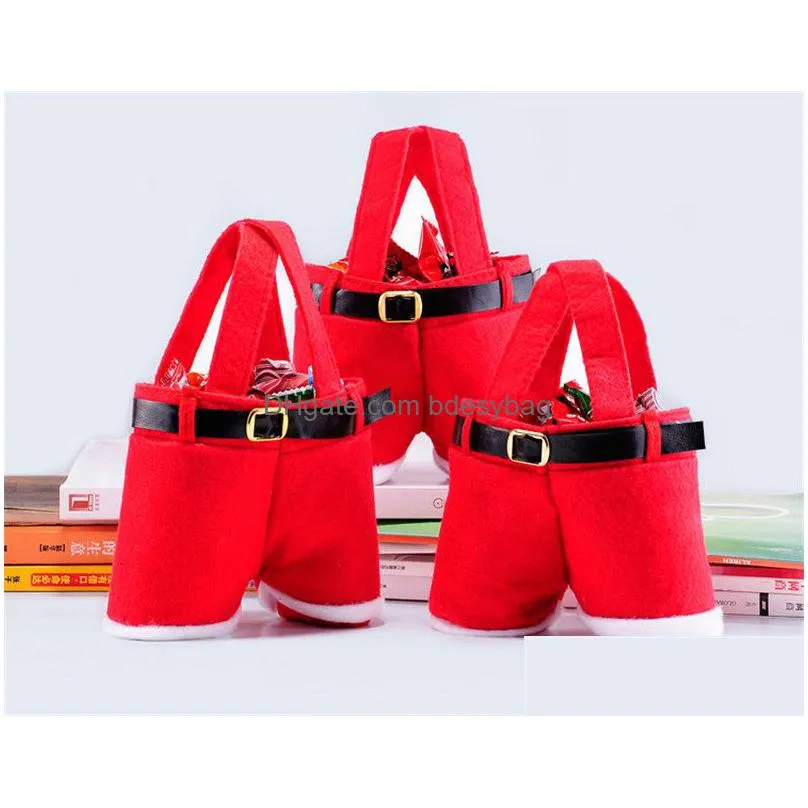 santa claus trousers gift bags xmas santa pants pattern gifts bags wedding candy bags christmas bottle wrapping