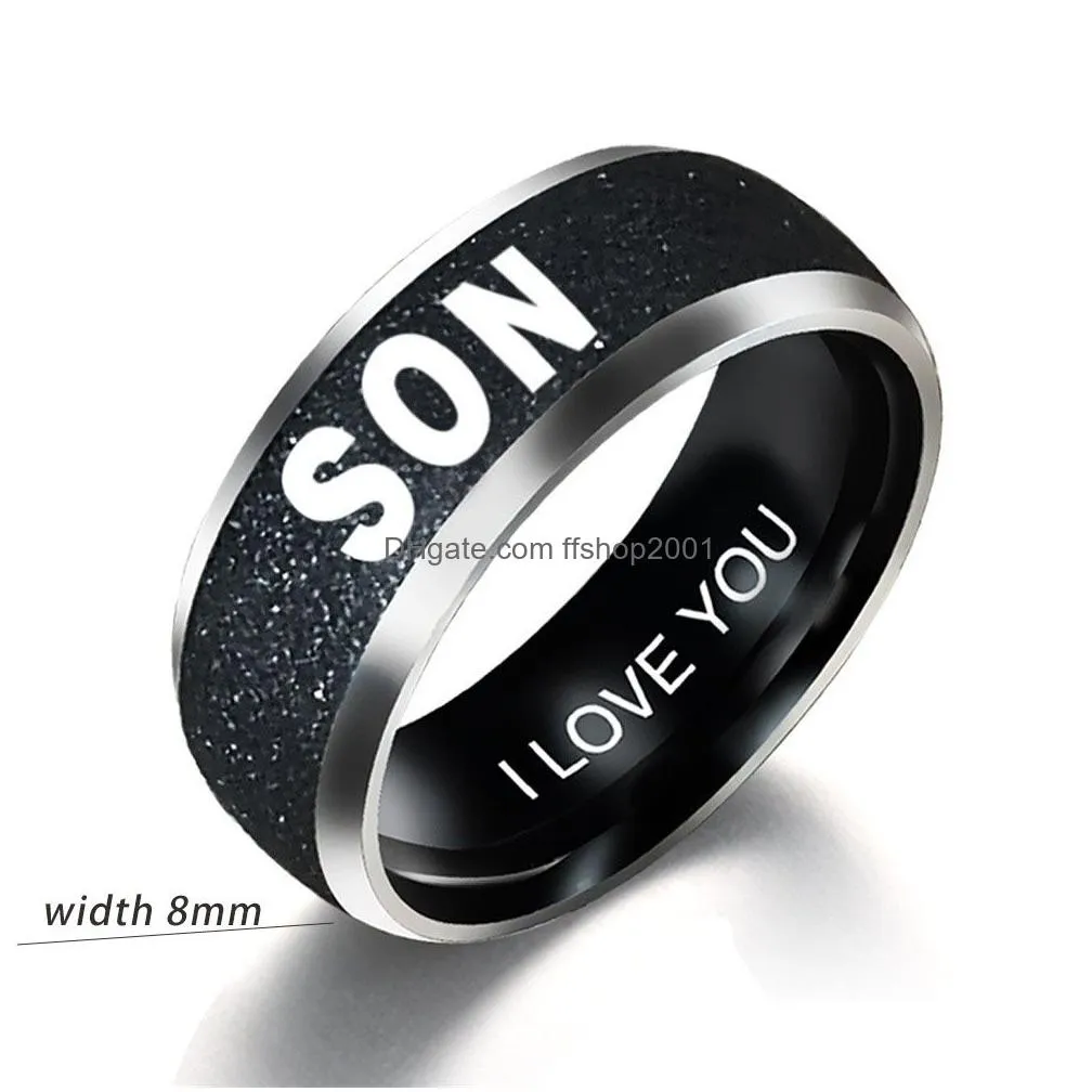  simple 8mm stainless steel rings love dad mom son daughter decoration family ring jewelry gifts