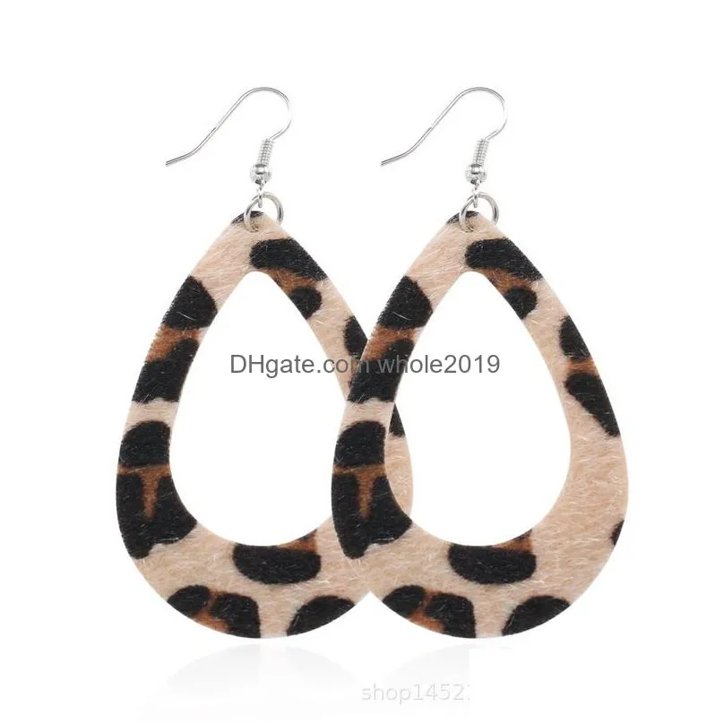 fashion handmade light weight leather earrings for women bohemian earrings creative teardrop leaf leopard earrings party jewelry